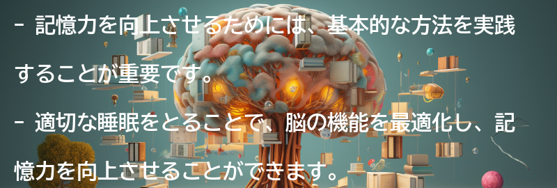 記憶力を向上させるための基本的な方法の要点まとめ