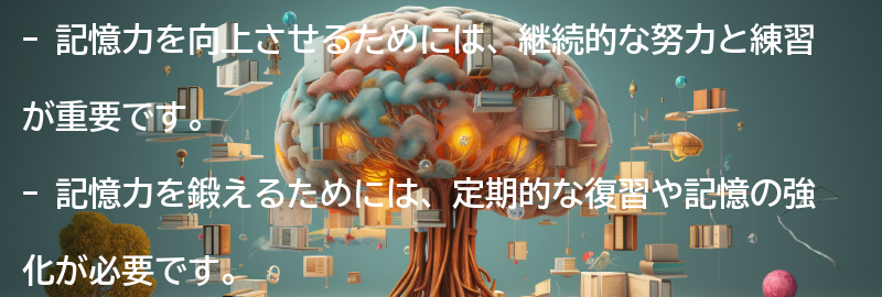 記憶力アップのための継続的な努力と練習の重要性の要点まとめ
