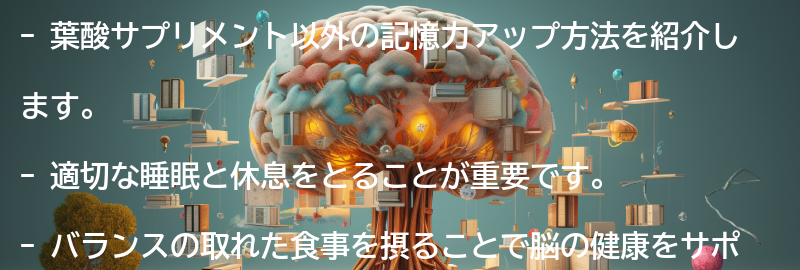 葉酸サプリメント以外の記憶力アップ方法も紹介の要点まとめ
